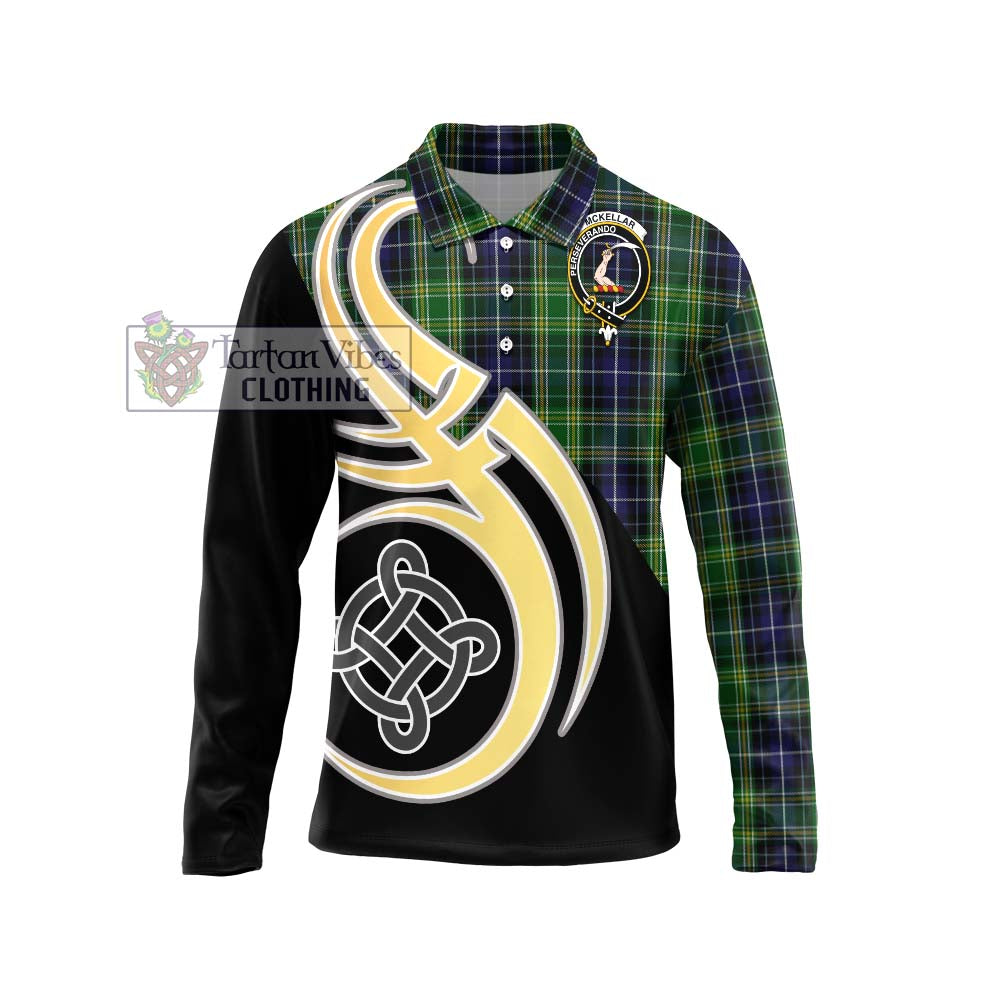 McKellar Tartan Long Sleeve Polo Shirt with Family Crest and Celtic Symbol Style Unisex - Tartan Vibes Clothing