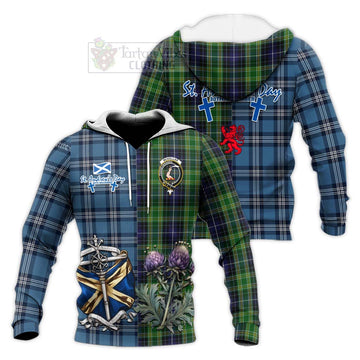 Tartan Vibes Clothing McKellar Tartan Knitted Hoodie Happy St. Andrew's Day Half Tartan Style