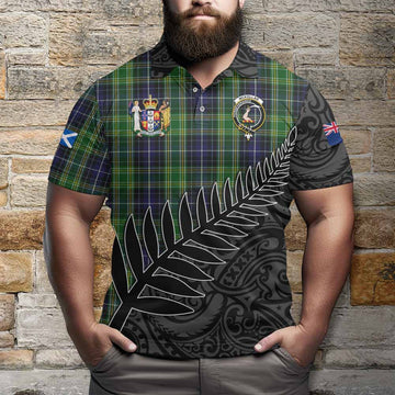 McKellar Crest Tartan Polo Shirt with New Zealand Silver Fern Half Style