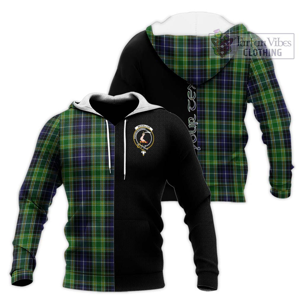McKellar Tartan Knitted Hoodie with Family Crest and Half Of Me Style Unisex Knitted Pullover Hoodie - Tartanvibesclothing Shop
