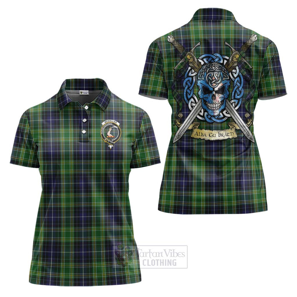 Tartan Vibes Clothing McKellar Tartan Women's Polo Shirt with Family Crest Celtic Skull Style
