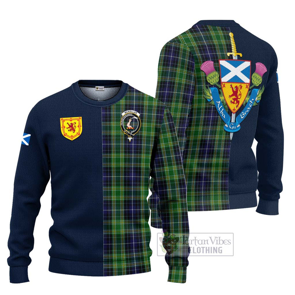 Tartan Vibes Clothing McKellar Tartan Knitted Sweater with Scottish Lion Royal Arm Half Style