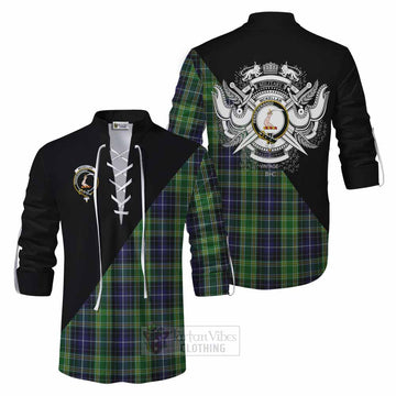 Tartan Vibes Clothing McKellar Tartan Ghillie Kilt Shirt with Family Crest and Military Logo Style