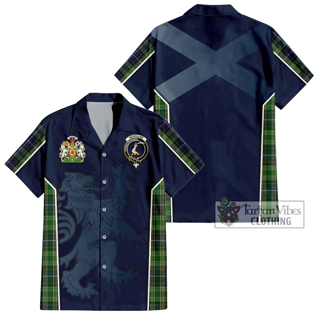 McKellar Tartan Short Sleeve Button Shirt with Family Crest and Lion Rampant Vibes Sport Style Kid - Tartan Vibes Clothing
