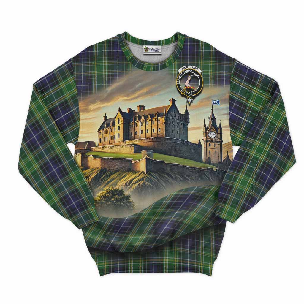 Tartan Vibes Clothing McKellar Tartan Family Crest Sweatshirt with Scottish Ancient Castle Style