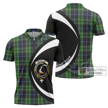 Tartan Vibes Clothing McKellar Tartan Zipper Polo Shirt with Family Crest Circle Style