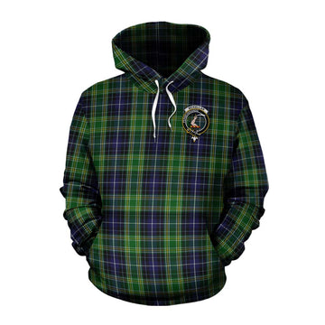 Tartan Vibes Clothing McKellar Tartan Cotton Hoodie with Family Crest and Bearded Skull Holding Bottles of Whiskey