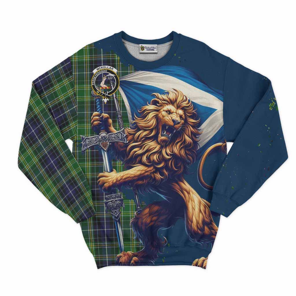 Tartan Vibes Clothing McKellar Tartan Family Crest Sweatshirt with Scottish Majestic Lion