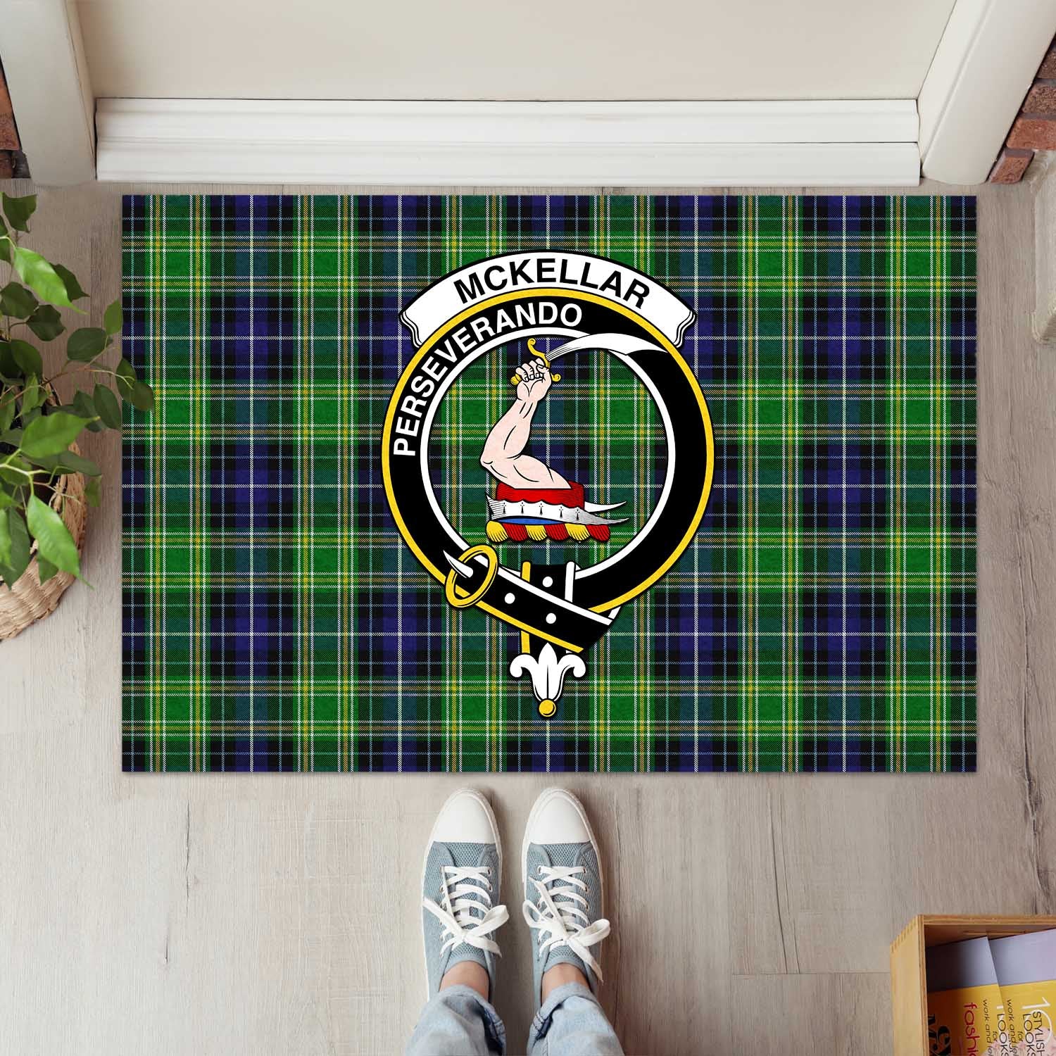 McKellar Tartan Rubber Doormat with Family Crest L 60*90cm - Tartan Vibes Clothing