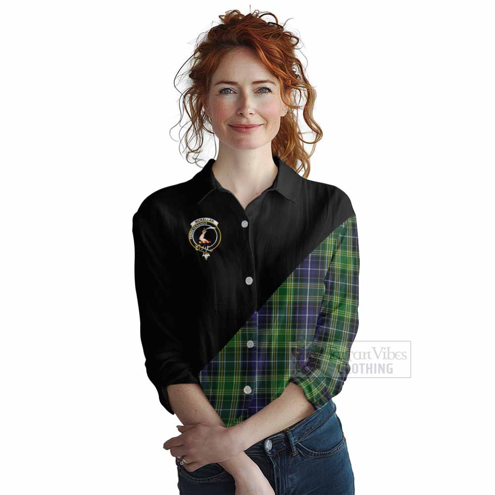 Tartan Vibes Clothing McKellar Tartan Women's Casual Shirt with Family Crest and Military Logo Style