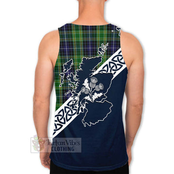 Tartan Vibes Clothing McKellar Tartan Men's Tank Top Featuring Thistle and Scotland Map