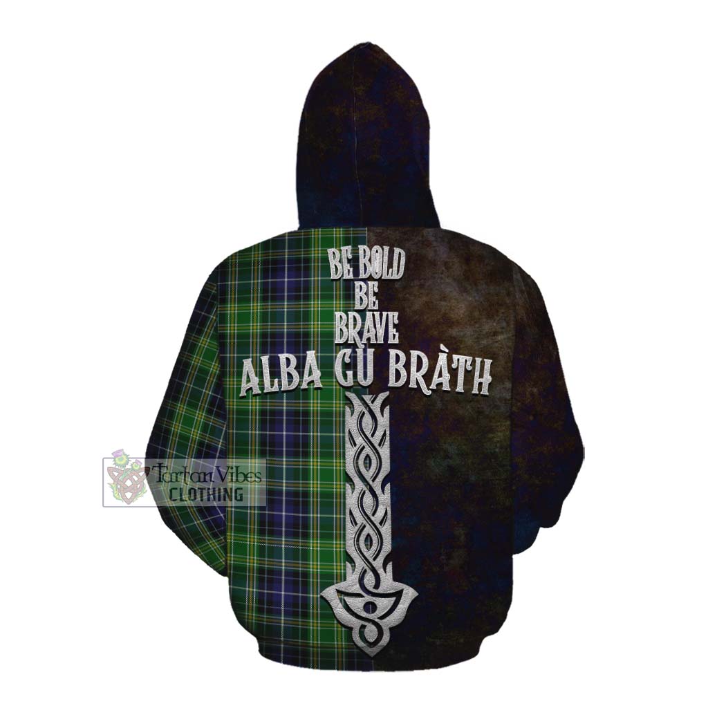 Tartan Vibes Clothing McKellar Tartan Family Crest Cotton Hoodie Alba Gu Brath Be Brave Lion Ancient Style