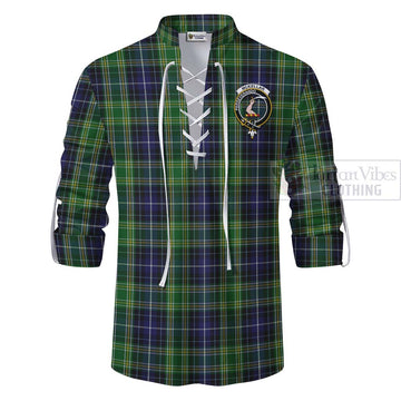 Tartan Vibes Clothing McKellar Tartan Ghillie Kilt Shirt with Family Crest Celtic Skull Style