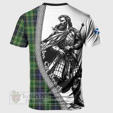 Tartan Vibes Clothing McKellar Tartan Clan Crest T-Shirt with Highlander Warrior Celtic Style
