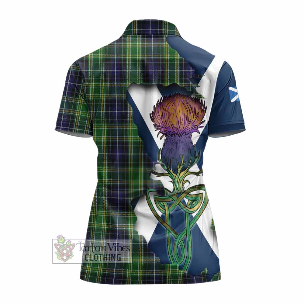 Tartan Vibes Clothing McKellar Tartan Family Crest Women's Polo Shirt Scottish Thistle Celtic Inspired