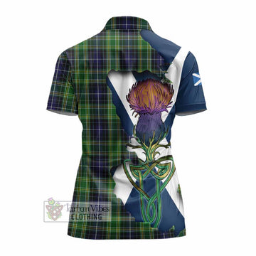 Tartan Vibes Clothing McKellar Tartan Family Crest Women's Polo Shirt Scottish Thistle Celtic Inspired