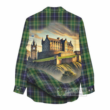 Tartan Vibes Clothing McKellar Tartan Family Crest Women's Casual Shirt with Scottish Ancient Castle Style
