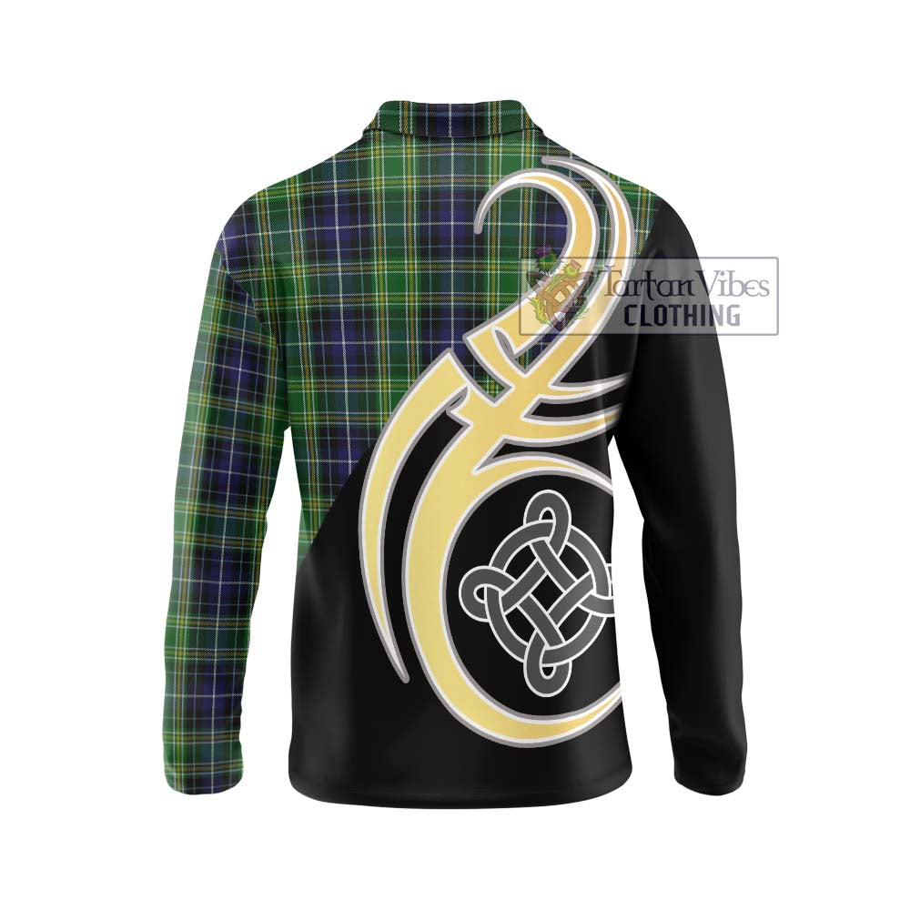 McKellar Tartan Long Sleeve Polo Shirt with Family Crest and Celtic Symbol Style - Tartan Vibes Clothing