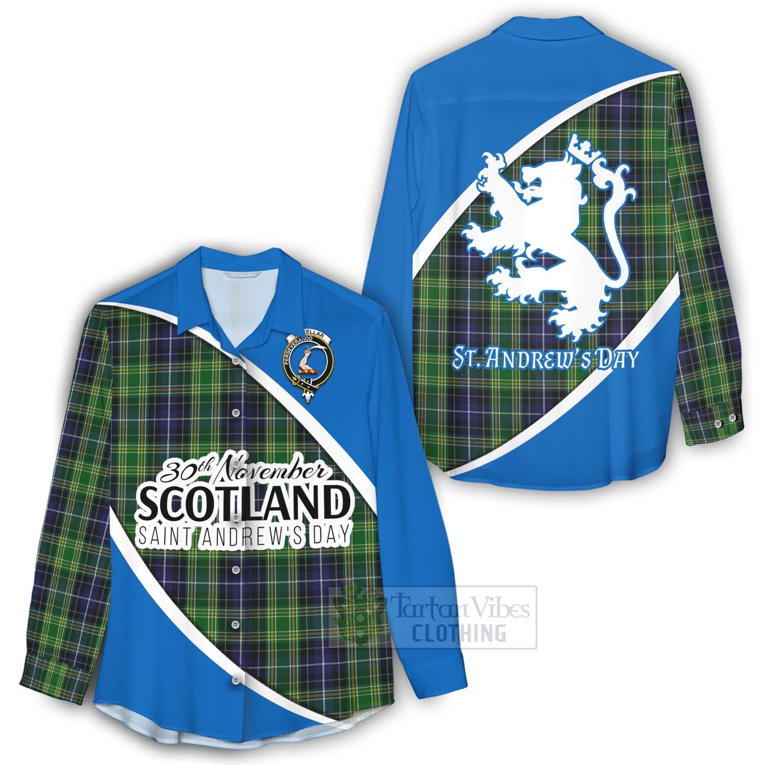Tartan Vibes Clothing McKellar Family Crest Tartan Women's Casual Shirt Celebrate Saint Andrew's Day in Style