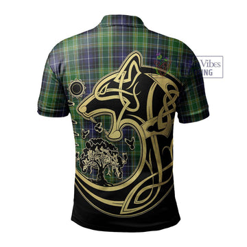 McKellar Tartan Polo Shirt with Family Crest Celtic Wolf Style - Tartanvibesclothing Shop
