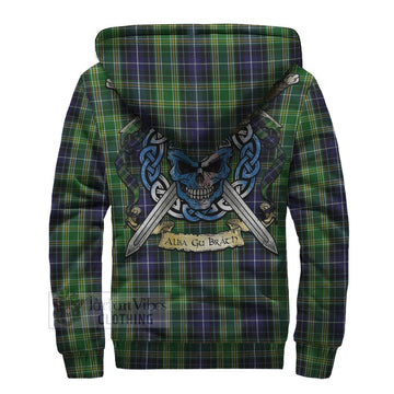 Tartan Vibes Clothing McKellar Tartan Sherpa Hoodie with Family Crest Celtic Skull Style