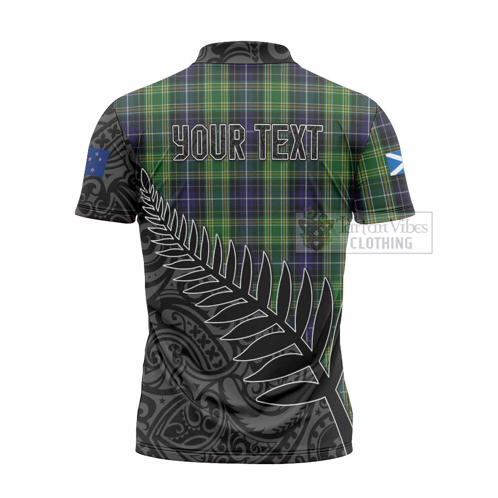 Tartan Vibes Clothing McKellar Crest Tartan Zipper Polo Shirt with New Zealand Silver Fern Half Style