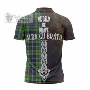 Tartan Vibes Clothing McKellar Tartan Family Crest Zipper Polo Shirt Alba Gu Brath Be Brave Lion Ancient Style