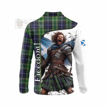 Tartan Vibes Clothing McKellar Crest Tartan Long Sleeve Polo Shirt Inspired by the Freedom of Scottish Warrior