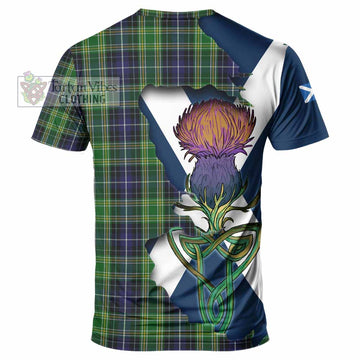 Tartan Vibes Clothing McKellar Tartan Family Crest T-Shirt Scottish Thistle Celtic Inspired