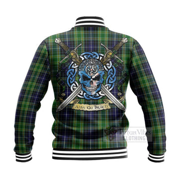 Tartan Vibes Clothing McKellar Tartan Baseball Jacket with Family Crest Celtic Skull Style