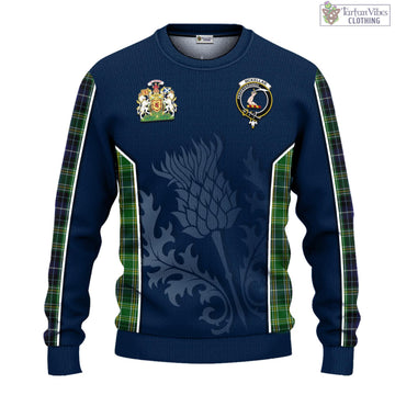 McKellar Tartan Knitted Sweatshirt with Family Crest and Scottish Thistle Vibes Sport Style