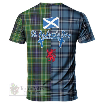 Tartan Vibes Clothing McKellar Tartan T-Shirt Happy St. Andrew's Day Half Tartan Style
