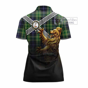 Tartan Vibes Clothing McKellar Crest Tartan Women's Polo Shirt with Golden Lion Emblem Celtic Style