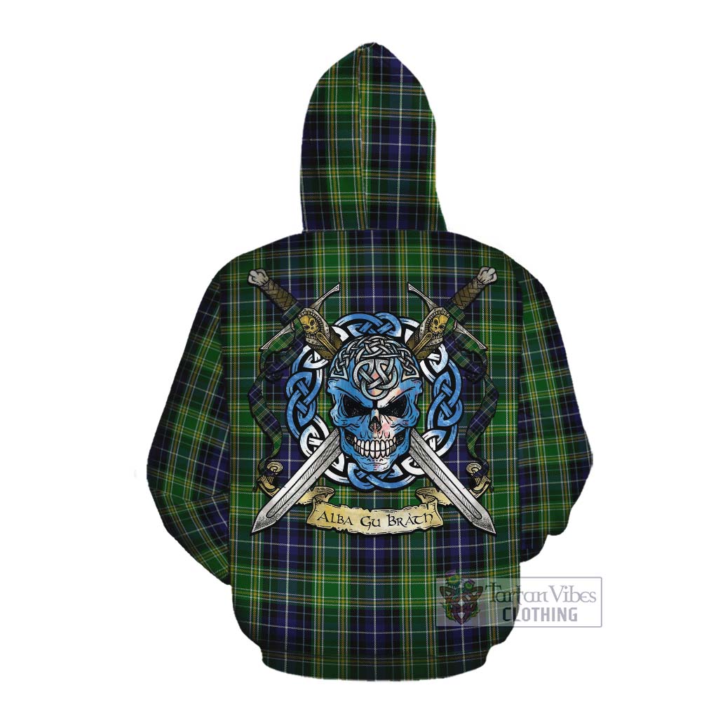Tartan Vibes Clothing McKellar Tartan Cotton Hoodie with Family Crest Celtic Skull Style