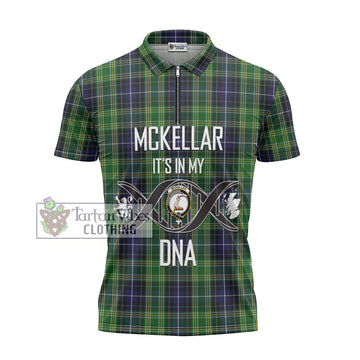 McKellar Tartan Zipper Polo Shirt with Family Crest DNA In Me Style - Tartanvibesclothing Shop