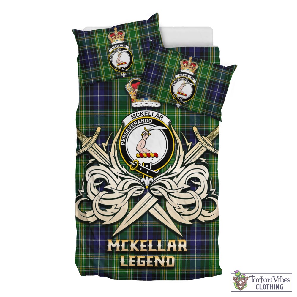 Tartan Vibes Clothing McKellar Tartan Bedding Set with Clan Crest and the Golden Sword of Courageous Legacy