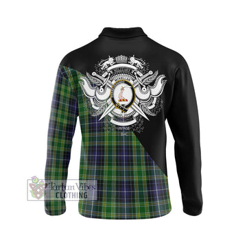 McKellar Tartan Long Sleeve Polo Shirt with Family Crest and Military Logo Style - Tartanvibesclothing Shop