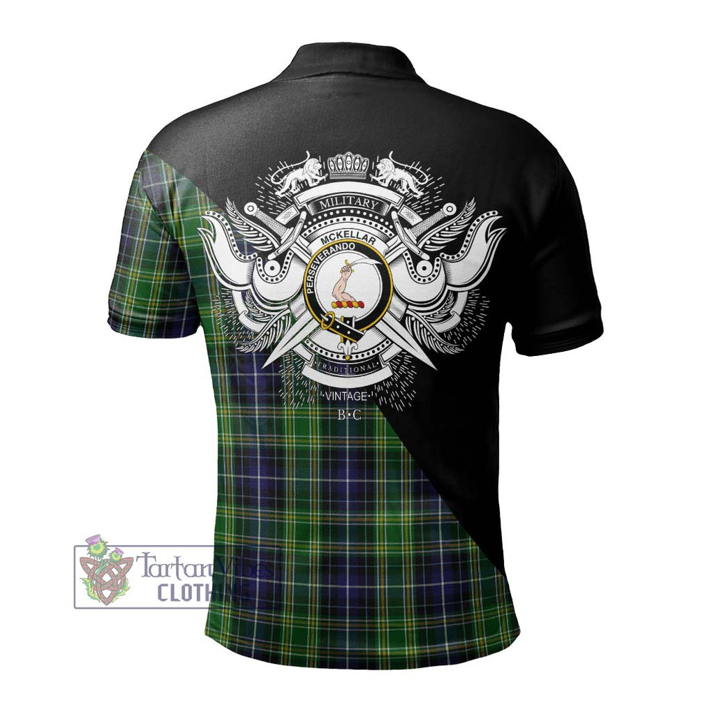 McKellar Tartan Polo Shirt with Family Crest and Military Logo Style - Tartanvibesclothing Shop