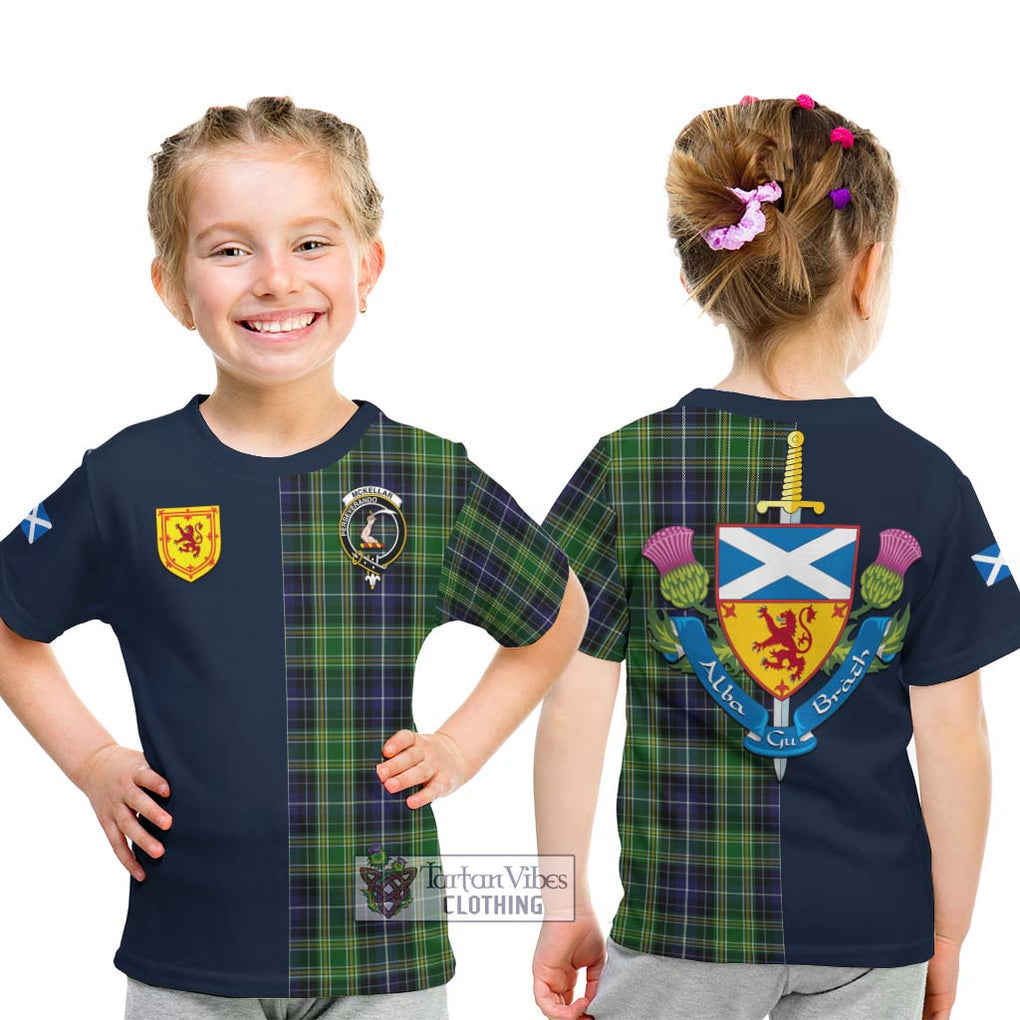 Tartan Vibes Clothing McKellar Tartan Kid T-Shirt with Scottish Lion Royal Arm Half Style