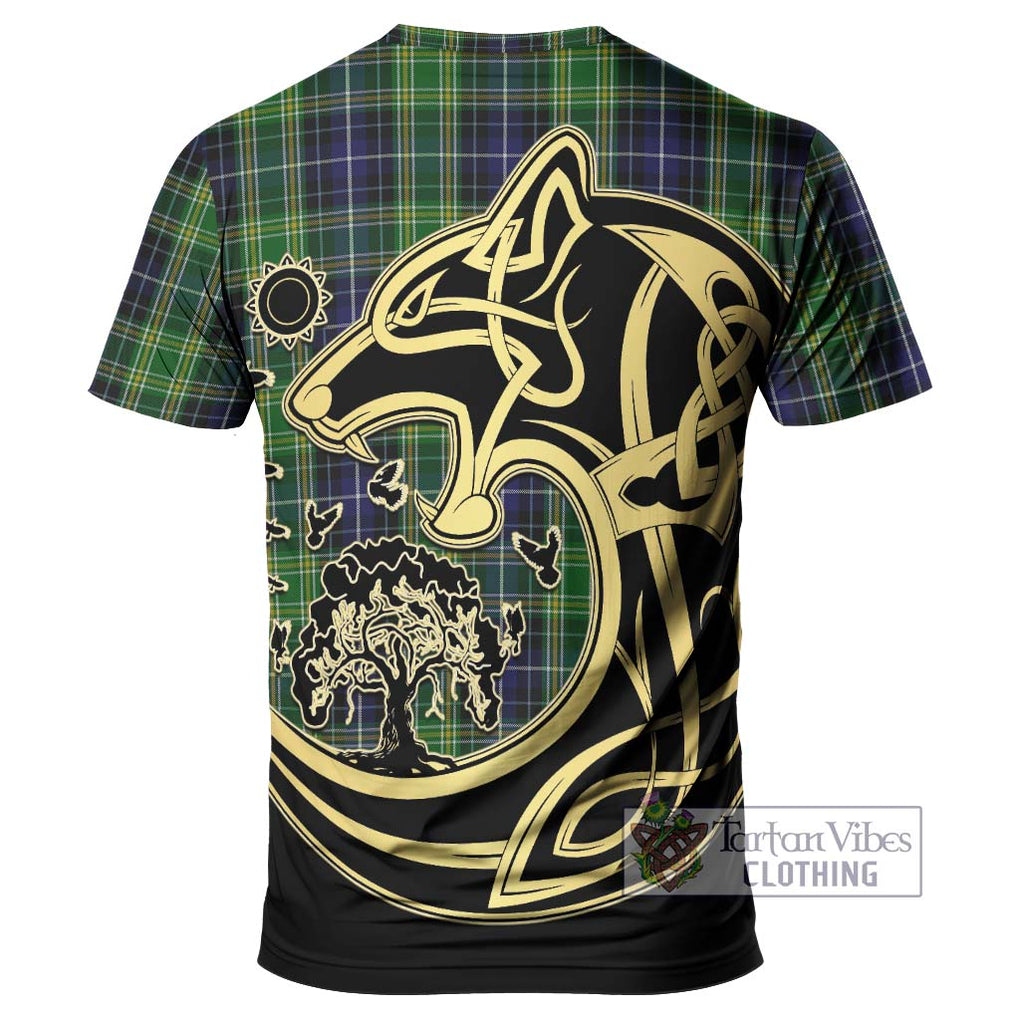 McKellar Tartan T-Shirt with Family Crest Celtic Wolf Style - Tartan Vibes Clothing