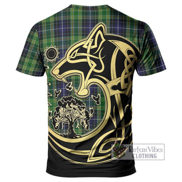 McKellar Tartan T-Shirt with Family Crest Celtic Wolf Style - Tartan Vibes Clothing