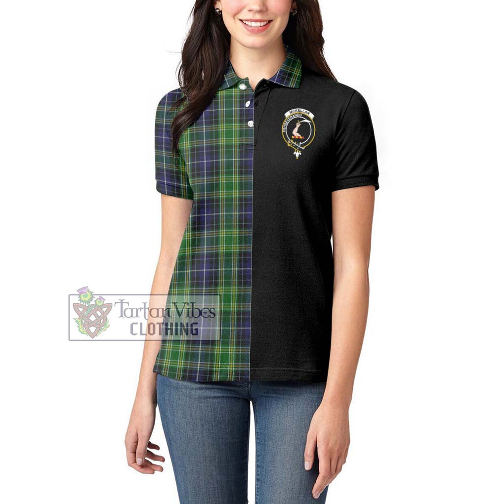 McKellar Tartan Women's Polo Shirt with Family Crest and Half Of Me Style - Tartanvibesclothing Shop