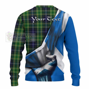 Tartan Vibes Clothing McKellar Tartan Knitted Sweater with Family Crest Scotland Patriotic Style