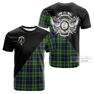 Tartan Vibes Clothing McKellar Tartan Cotton T-shirt with Family Crest and Military Logo Style