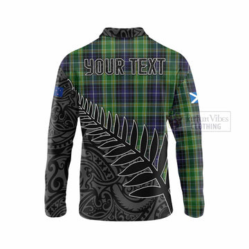 Tartan Vibes Clothing McKellar Crest Tartan Long Sleeve Polo Shirt with New Zealand Silver Fern Half Style
