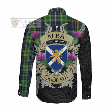 Tartan Vibes Clothing McKellar Tartan Family Crest Long Sleeve Button Shirt Lion Rampant Royal Thistle Shield Celtic Inspired