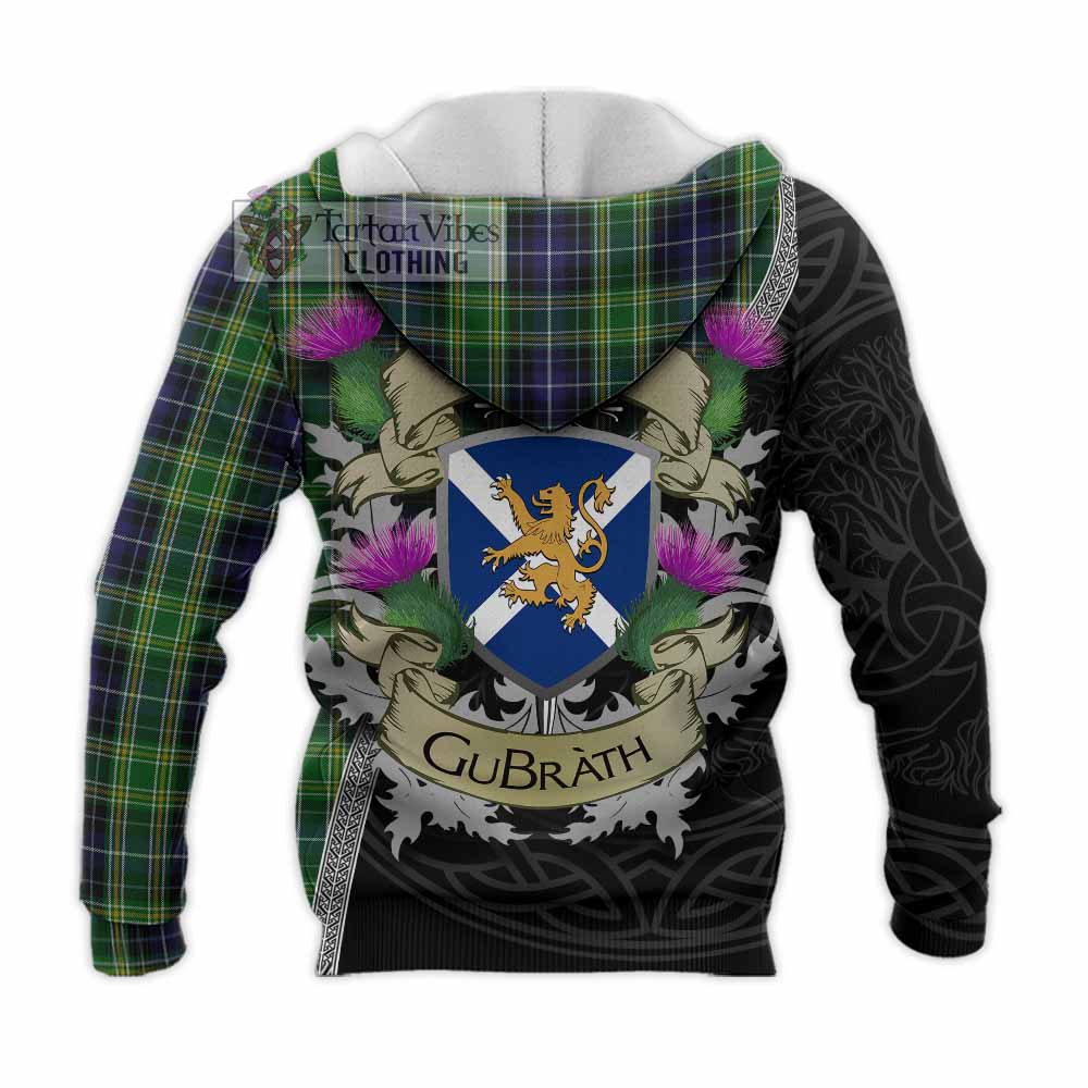 Tartan Vibes Clothing McKellar Tartan Family Crest Knitted Hoodie Lion Rampant Royal Thistle Shield Celtic Inspired