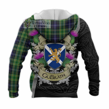 Tartan Vibes Clothing McKellar Tartan Family Crest Knitted Hoodie Lion Rampant Royal Thistle Shield Celtic Inspired