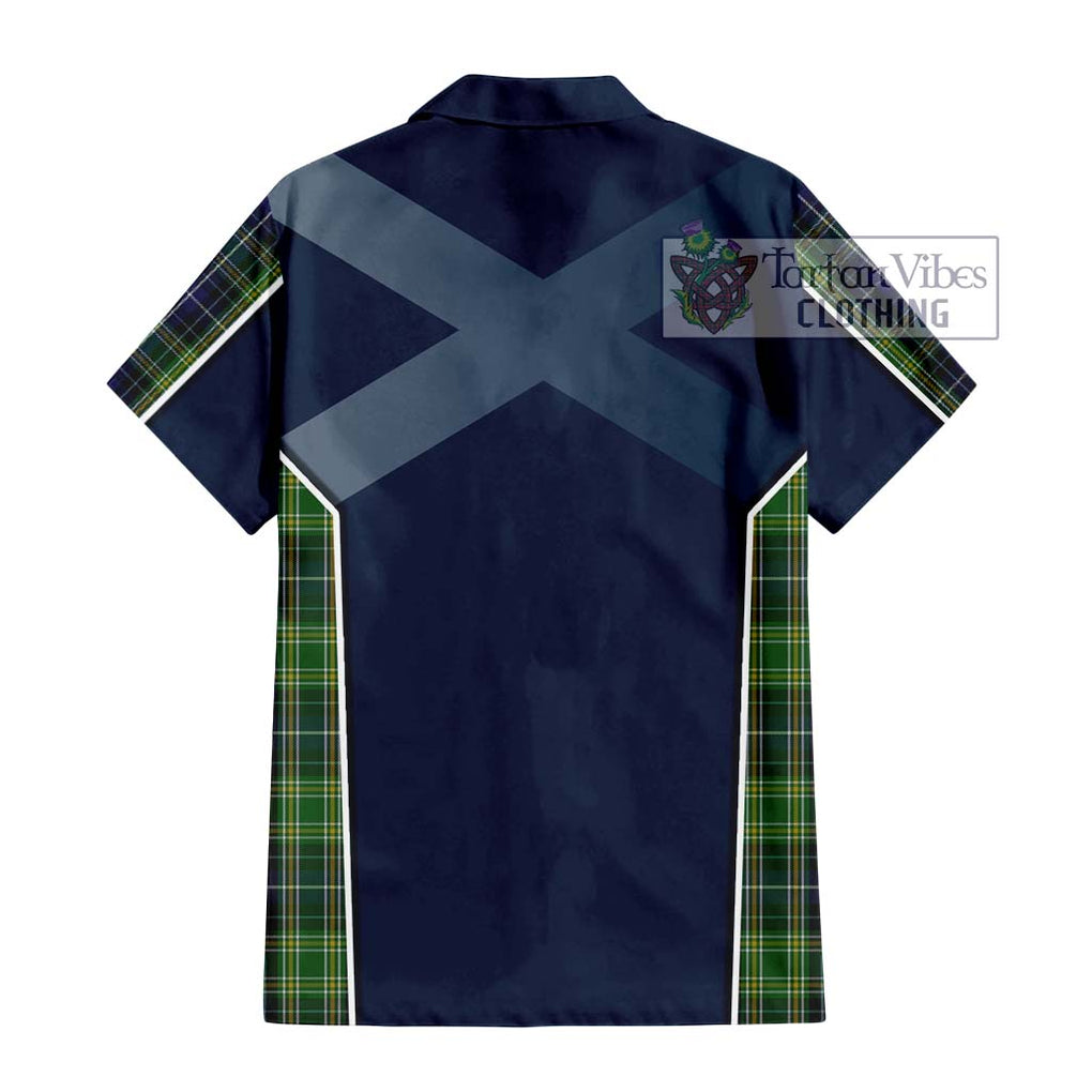 McKellar Tartan Short Sleeve Button Shirt with Family Crest and Lion Rampant Vibes Sport Style - Tartan Vibes Clothing