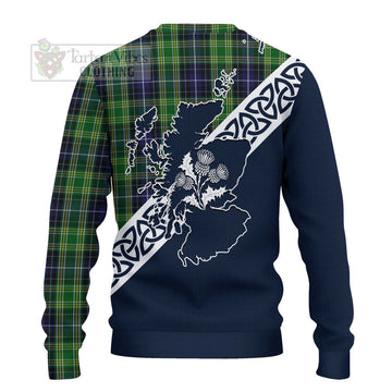 Tartan Vibes Clothing McKellar Tartan Knitted Sweater Featuring Thistle and Scotland Map